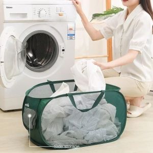 Mesh Laundry Basket Foldable Breathable Laundrys Hamper Dirty Clothes Storage Basket Large Capacity Basket Bathroom Organize New