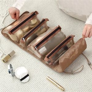 4 in 1 Makeup Bags Detachable Cosmetic Bag Portable Large Capacity  Portable Folding Travel Cosmetics Storage Toiletry Bag