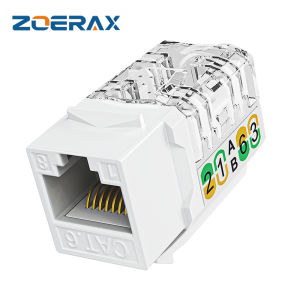ZoeRax RJ45 Cat6/5e Slim Profile Keystone Jack 90-Degree Ethernet Punch Down Keystone Jack Compatible Patch Panel and Wall Plate