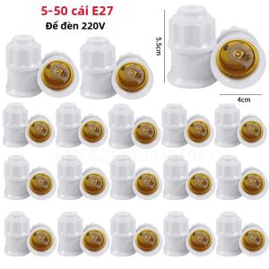 Đui Đèn Vặn E27 5-50 Chiếc Màu Trắng Vàng Đế Gắn Bóng Đèn Trần Giá Đỡ 6A 250V Chất Liệu Nhựa Dùng Cho Chiếu Sáng Gia Đình