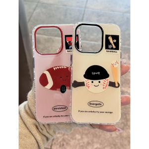 Creative Cartoon Rugby Baseball Circle Phone Case for Apple 15Promax iPhone 16Promax Womens 13 Unique 16 Fun Trendy 15 Fashionable