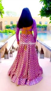 [PRE-ORDER] Semistitched Crap Silk With Canvas Patta Lengha (10-15 Days Delivery)