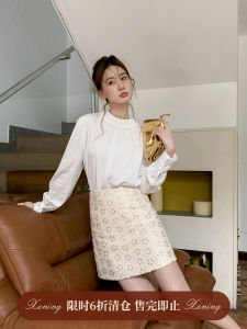 XXNING Slimming High Waist A-Line Mini Skirt Womens Fashion Design Autumn New Style Short Skirt Polyester Fiber