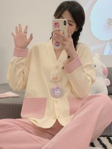 Áo Ngủ Cotton Dài Tay Cho Nữ Mùa Xuân Thu Đông 2025 Áo Khoác Cardigan Hở Dài Tay Dễ Thương Thường Ngày Bộ Đồ Mặc Nhà