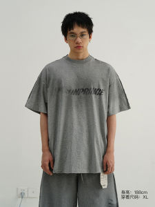 MASONPRINCE Graffiti Tag Spray Paint Handmade Feel Re-wash Water Rub Black 230G Pure Cotton Short Sleeve T-shirt Youth Trend