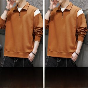 ROMON | Lormen Mens Long Sleeve Polo Shirt Casual Style With Collar Trendy Autumn Fashionable Youthful Top Polyester Fiber 100%