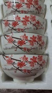 Bộ 10 Chén gốm sứ ăn cơm hoa văn 4D viền miệng chén ( không hộp Mousse)