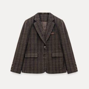 Retro Academic Plaid Padded Blazer Jacket