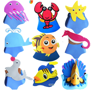 Childrens Ocean Animal Headwear Cap Sea Horse Sea Star Performance Props Hat Costume Accessories for Childrens Day