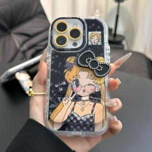iPhone17/16/15promax Phone Case Flash Diamond Beautiful Girl Feather Shell Cute Girl Style Huawei Pura80/70 New Version VivoS30 Personalized Reno14