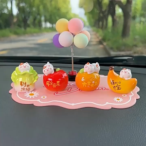 【Lucky Fruit Cat Car Decor】 Child-Safe Car Decor | Premium ABS Resin | Non-Toxic