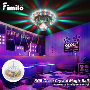 ไฟดิสโก้ ไฟปาร์ตี้ ไฟเทค ปาร์ตี้ ไฟเวทีLED ขนาดเล็ก ไฟตกแต่ง หมุนคริสตัล เสียงเปิดใช้งาน โคมไฟเวที สีการณ์ สำหรับ KTV และปาร์ตี้ คริสต์