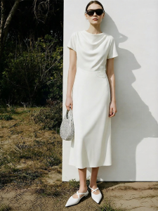 AMII | Summer New Elegant Asymmetrical Lace Sleeve Dress