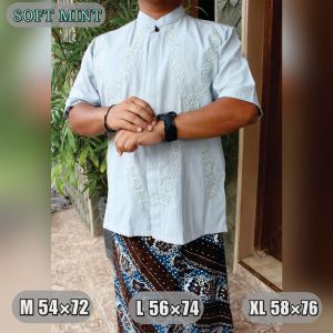Koko Muslim Modern Motif Bordir Double X Bahan Adem Baju Koko Pria Lengan Pendek Warna Soft Murah