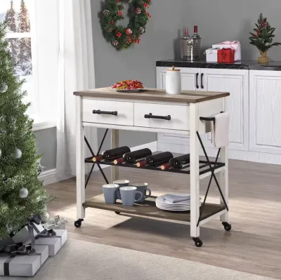 Customizable Mobile Kitchen Island Cart Wooden and Iron for Small Households
