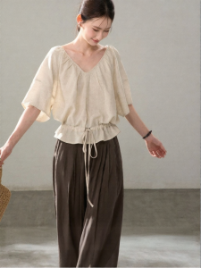 HTMEME | Cool Lazy Look Wide Leg Tencel Pants