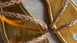 dép kẹp nữ mũi vuông phối 3 dây đá [ dép may sẵn ] siêu bền