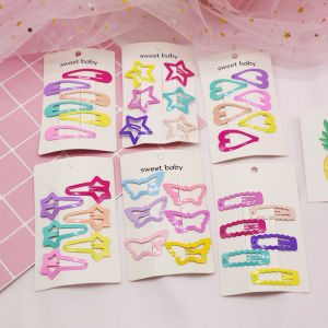 6 Pcs Kids Stars Hair Clips Glitter BB Clips Children Girls Candy Color Metal Snap Barrettes