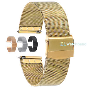 0.4 Milanese Mesh Loop Stainless Steel Watch Band 18mm 20mm 22mm Metal Strap for DW for Omega Black Gold Bracelet Bracelet