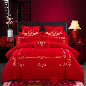 Bridal Red Cotton Bedding Set