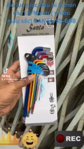 Bộ lục giác đầu bi 9 món dài 1.5-10mm ( nhiều màu sắc) SANTA 55-668