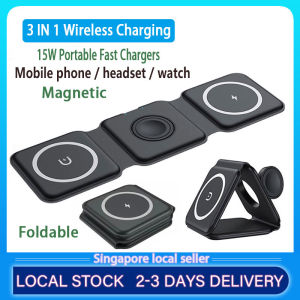 3 in 1 Mag Safe Dock Station For Apple16 15 14 13/12/11 Airpods 3/2 Iwatch 7/6/5/4/3 Magnet Wireless Charger With Led Light