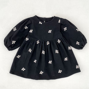 Spring Autumn Clothes Pastoral Baby Girls Dress Embroidery Cotton Floral Doll Dress ChildrenS Temperament Princess Girls Dress