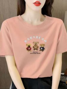 Export Brand Foreign Orders Leftover Stock Clearance Fashionable Short Sleeve T-Shirt Female Loose K-style Print Pure Cotton T-Shirt Easiest for Match Tops