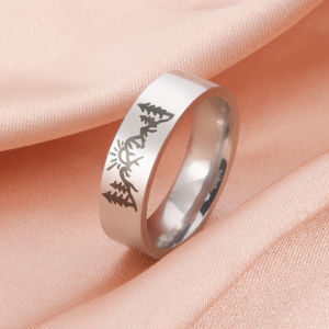 SKYRIM Womens Ring Mountain Forest Sunrise Pattern Rings Unique Personality Couple Ring Fashion Jewelry