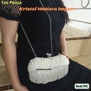Tas Wanita Mewah Elegan Kristal Warna SilverGoldBlack: Tas Clutch Wanita Mewah, Tas Pesta Import Branded, dan Gagang Tas Kondangan