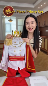 Murang 7Pcs Prince Costume for Boys 3-10 Years–King Buong Set&United Nation Outfit Set Pang Birthday Party at Christmas Cosplay