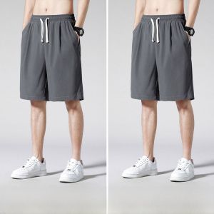 ROMON | Lomond Mens Summer Thin Ice Silk Loose Sports Mid-Pants Quick-Drying Breathable Air Conditioning Casual Five-Part Pants
