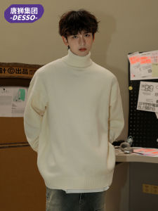 เสื้อสเวตเตอร์คอตั้งทรงหลวมสไตล์ลำลองสำหรับผู้ชาย ฤดูใบไม้ผลิและฤดูใบไม้ร่วง ผ้าฝ้ายผสมโพลีเอสเตอร์ ทรงหลวม เสื้อชั้นในสเวตเตอร์