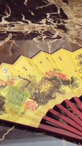 Lucky Charm 168 Folding Fan Bamboo Fabric Hand Fans with Chinese Traditional Painting for Decorations and Gifts