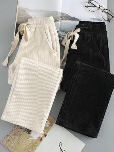 Fashionable Fleece Lined Childrens Straight Leg Pants Casual Outerwear Wide Leg Trousers for Girls Autumn Winter New Arrival