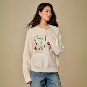 INMAN | Áo Sweater Dài Tay Phồng Thêu Hoa Văn