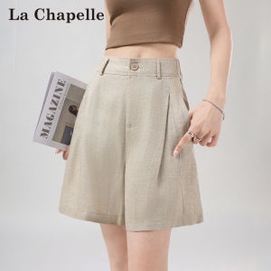 La Chapelle | Slim High Waist A-Line Vintage Tencel Linen Shorts For Summer