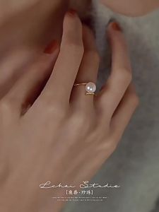 Ring 18k Saudi Gold Pawnable Bamboo Pearl Ring for Women