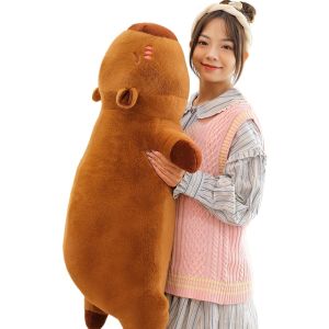 Kawaii Capybara Plush Toy Stuffed Capibara Fluffy Doll Long Sleep Soft Pillow Sofa Cushion Nap Sleeping Toys for School  Xmas