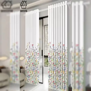Socone Elegant Digital Printed Black Out Curtain with Rings 7FT Home Decor 2439