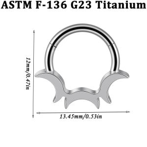 1PC Heart/Round/Squre Zirconia Paved Nose Septum F-136 Implant Titanium 16G Moon Hinger Ear Cartilage Daith Helix Conch Earring