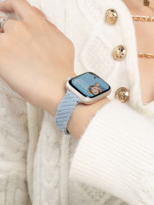 Apple Watch Compatible Velvet Magnetic Clasp Sports Womens Smart Watch Band Foldable Knitted Flat Tail Design by JiaWai
