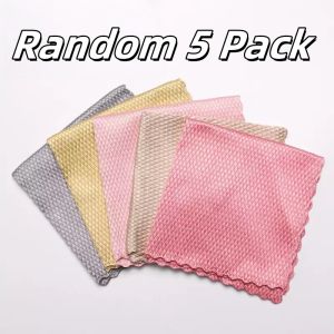 5pcs Magic Cleaning Cloths - Streak-Free Glass & Mirror Wipes Removes Water Stains/Marks for Kitchen Car & Home