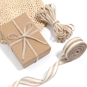 1-10M/Roll White Edge Natural Jute Burlap Ribbon Twine Linen Rope For Gift Wrapping Supplies DIY Crafts Wedding Party Decoration