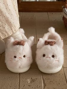 Giày Bệt Đế Bằng Đính Mèo Cotton Dễ Thương Cho Nữ Mùa Đông Ấm Áp Chống Trượt Đế EVA Giày Bệt Thoải Mái Cho Học Sinh