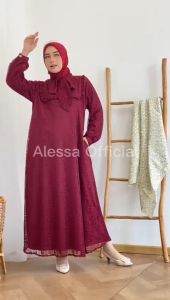 Gamis Aleta Brukat Premium / Baju Gamis Pesta / Fashion Wanita Muslim Brokat Furing Remaja Kekinian