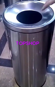 28L Cylindrical Stainless Steel Standing Top Throw Bin