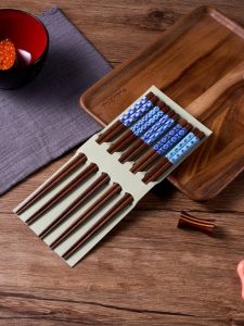 Coco House Original Natural Wood Premium Solid Wooden Chopsticks Home And Guest Use 5 Sets 5 Pairs Japanese Style Dining Utensils
