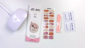 French White Edge Semi-Cured Gel Nail Wraps Simple Color Adhesive Waterproof Long Lasting Gel Nail Stickers set for UV Lamp Need