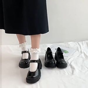 MELODY Japan style School Shoes Lolita Platform Mary Janes Retro Girls Black JK Shoe for women High Heels#8886